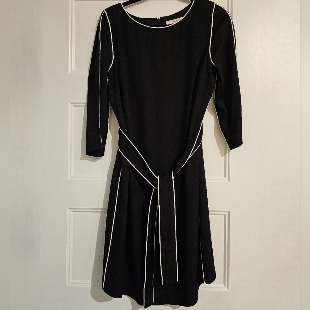 Boden Women's Black Dress with White Piping sz 10